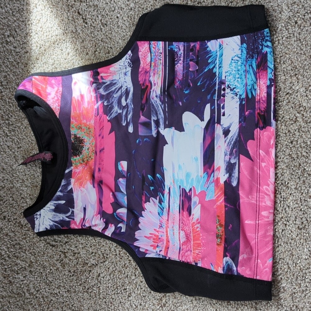 Women's Betsey Johnson Multi-Color Floral Print Activewear Sports Bra Sz. M